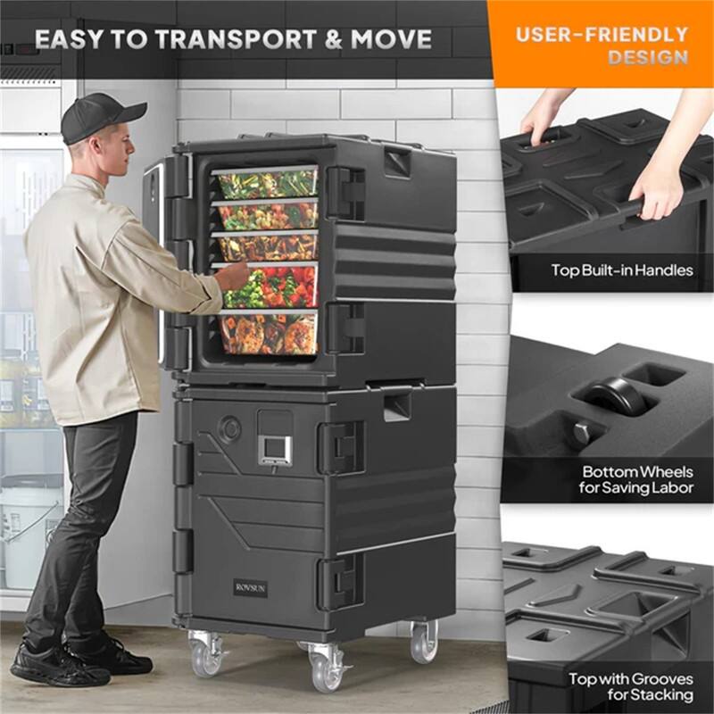 82 QT Insulated Food Pan Carrier with Lockable Wheels