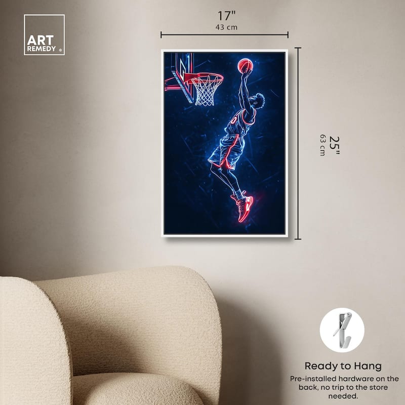 Shoot Some Hoops Neon Canvas by Art Remedy