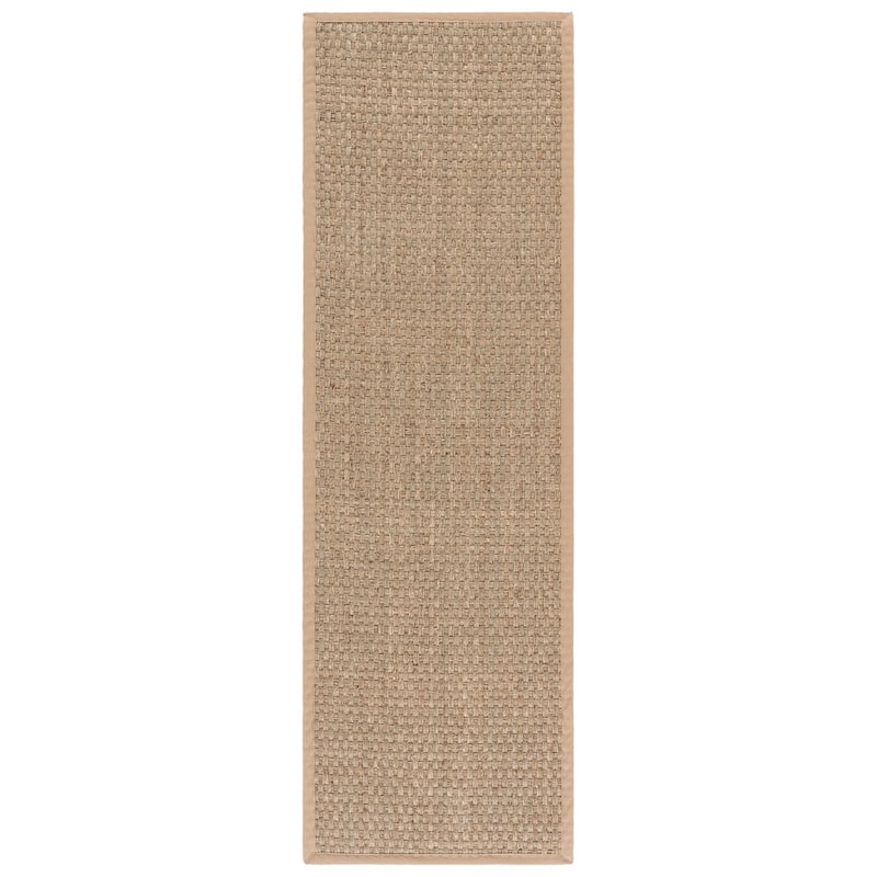SAFAVIEH Natural Fiber Zymryd Basketweave Seagrass Rug - 2'6" x 14' Runner - Natural/Beige