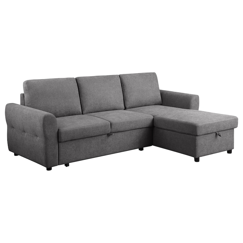 Samantha Upholstered Storage Sleeper Sectional Sofa - Grey