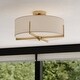 preview thumbnail 1 of 12, Surrey 18-in W Natural Brass Mid-Century Modern Semi Flush Mount Ceiling Light White Linen Drum Shade Natural Brass - 18-in W x 9.75-in H x 18-in D