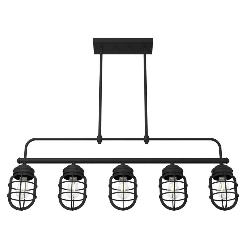 Hunter Starklake 5-Light Linear Chandelier - Kitchen Island, Dining Room - Industrial - Modern Farmhouse, Cage Design