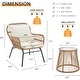 preview thumbnail 49 of 52, EROMMY 3-Piece Patio Conversation Set with Glass Table & 2 Armchairs, Seat Cushions