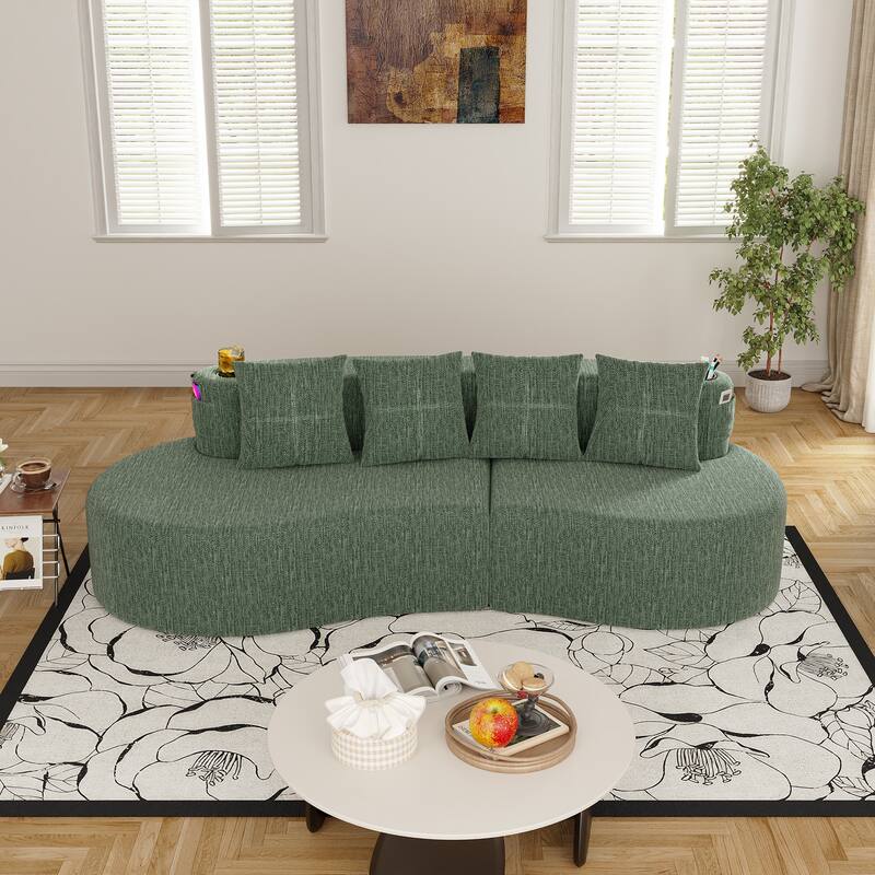 Modern Curved Sectional 3 Seat Minimalist Elegant Half Moon Sofa Compressed Modular Sectional Sofa for Living Room, Office