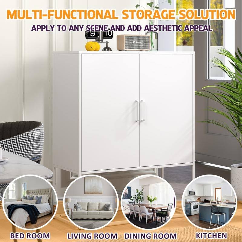 Modern Steel Storage Cabinet,Heavy Duty Buffet Sideboard with Adjustable Shelves