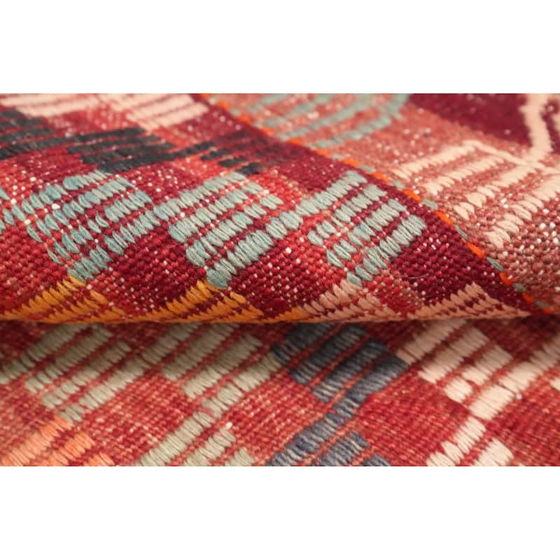 Hand Woven Oriental 100% Wool Carpet Southwestern Tribal Multi-Colored Kilim Area Rug - 9' 5'' X 5' 9''