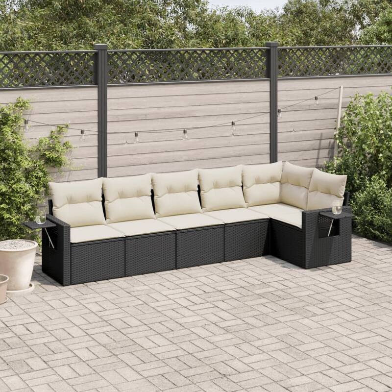 vidaXL Patio Sofa Set with Cushions Outdoor Conversation Furniture Poly Rattan