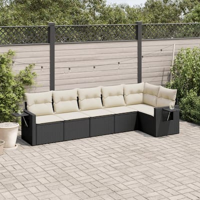 vidaXL Patio Sofa Set with Cushions Outdoor Conversation Furniture Poly Rattan