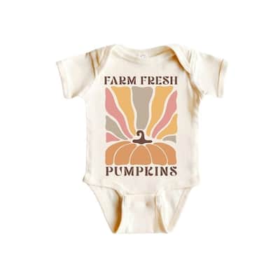 Pumpkin Fall Retro - Baby Boy Girl Clothes Infant Bodysuit Funny Cute Newborn