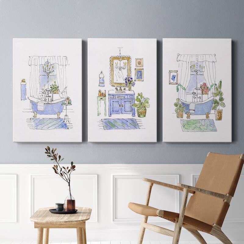 Sketchy Bath I- Premium Gallery Wrapped Canvas - Ready to Hang