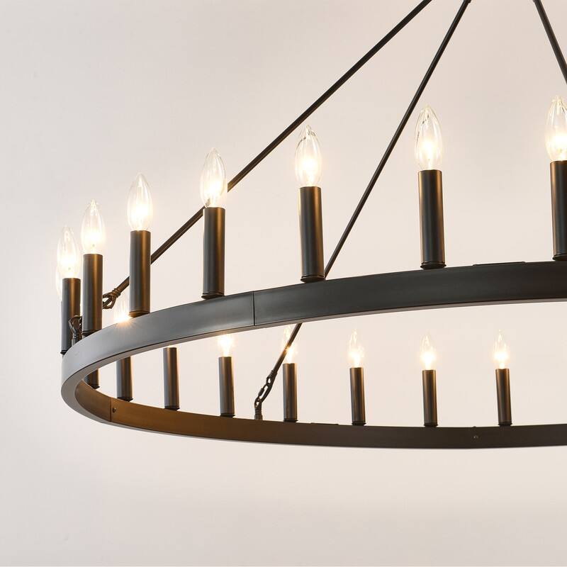 Farmhouse Modern Wagon Wheel Chandeliers Large Black High Ceiling Chandelier