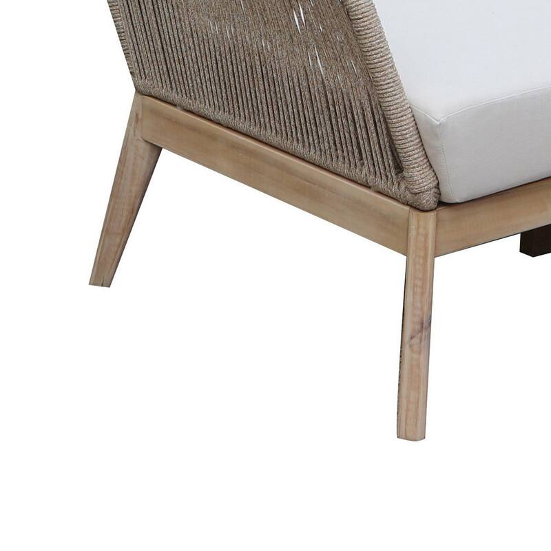 Dexi 51 Inch Patio Sofa, Fade Resistant Cushions, Rich Brown Acacia Wood