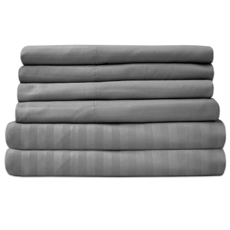 Sweet Home Collection Dobby Stripe 6-Piece Bed Sheet Set