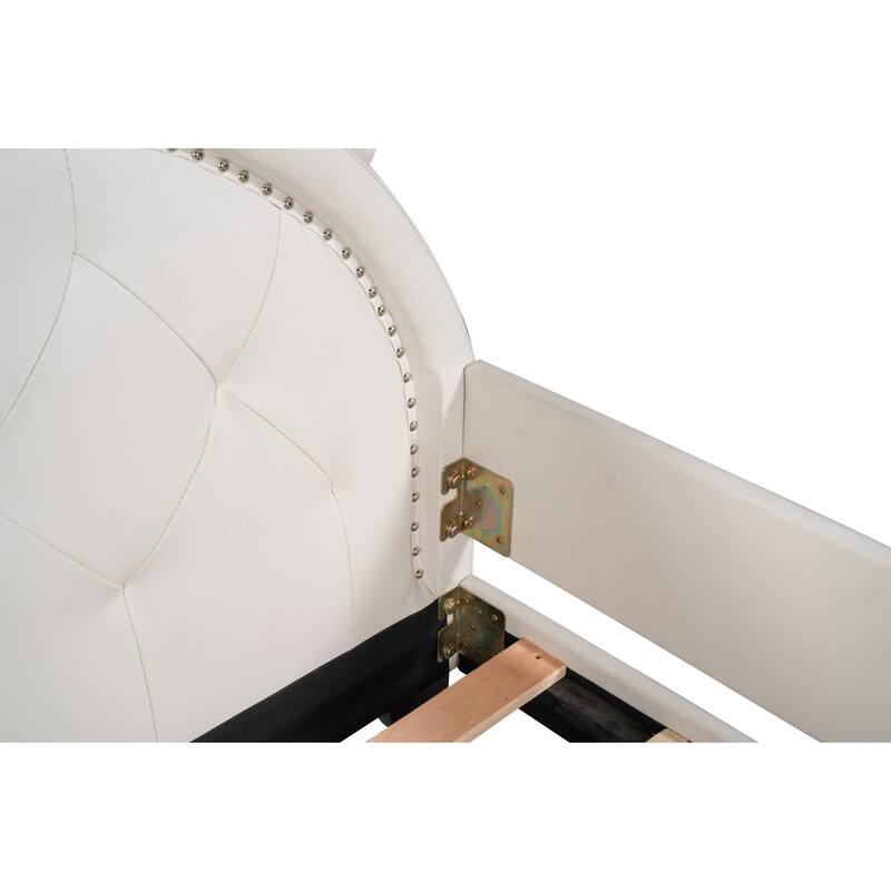 Twin Size Upholstered Daybed with Ears Shaped Headboard
