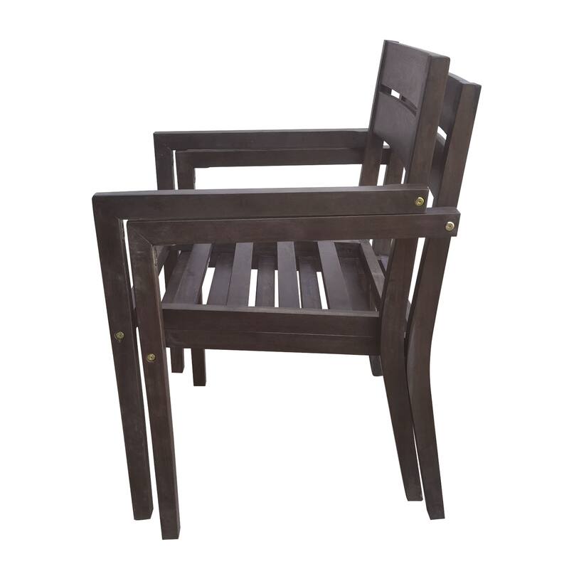 7-Piece Outdoor Acacia Wood Dining Set with Table and 6 Upholstered Chair