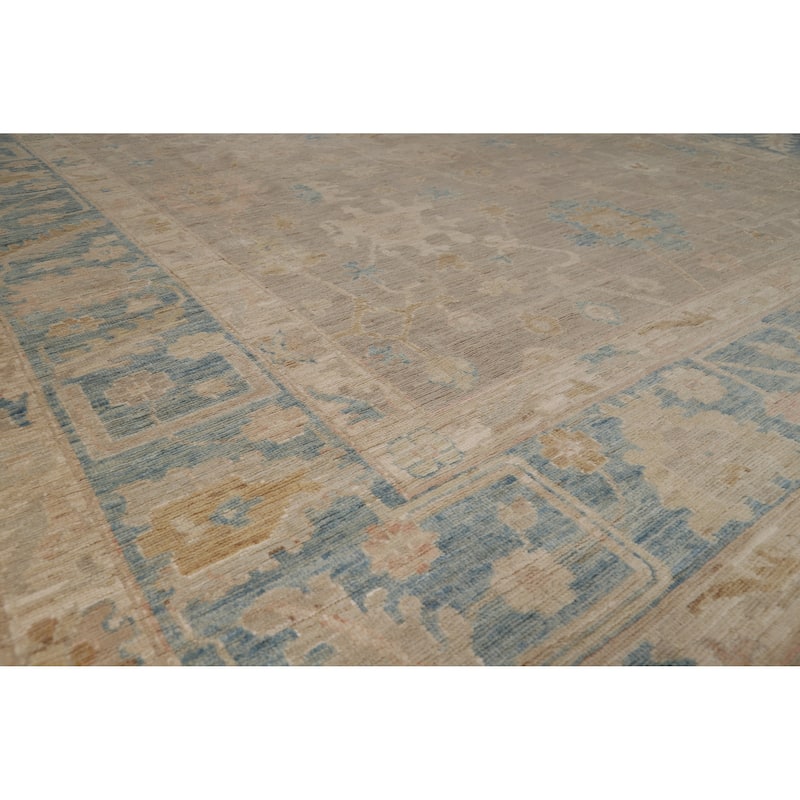 Vegetable Dye Oushak Turkish Area Rug Handmade Wool Carpet - 8'10"x 11'11" - 8'10"x 11'11" - Ivory/Beige