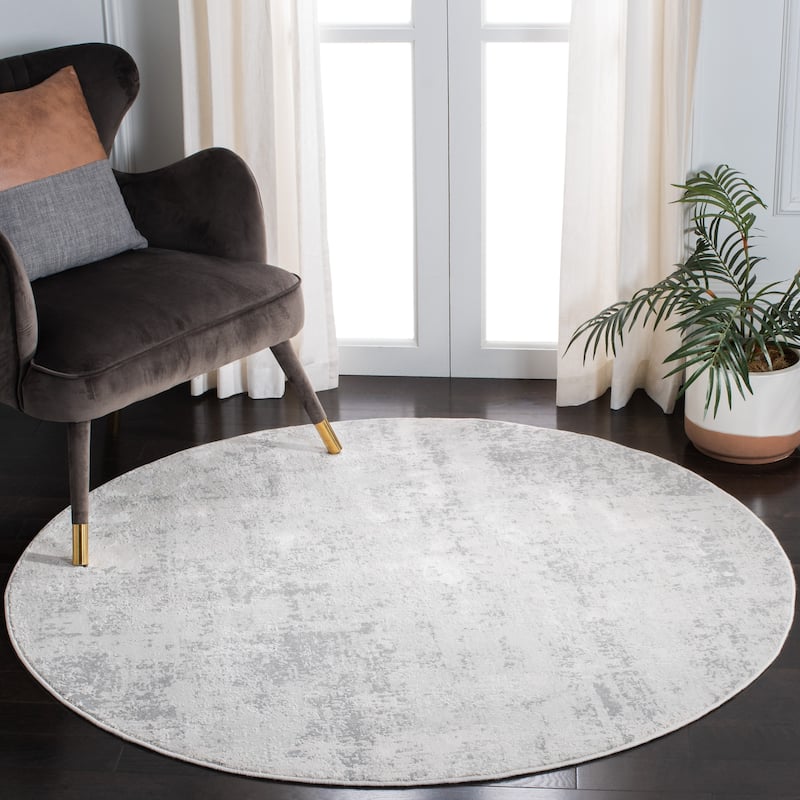 SAFAVIEH Princeton Arra Modern Distressed Rug - 5' Round - Beige/Grey