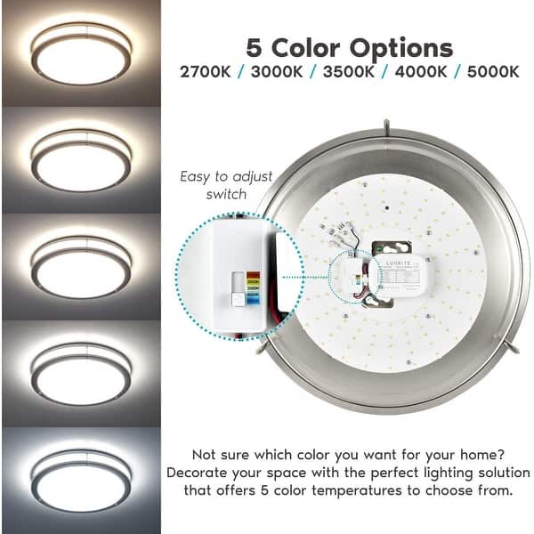 Luxrite 16 Inch LED Flush Mount Ceiling Light, Color Temperature Selectable 2700K / 3000K 3500K / / 5000K - On Sale - Overstock - 30126621