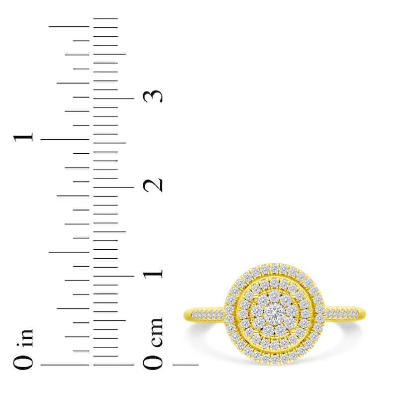 1/4ct TDW Diamond Cluster Halo Engagement Ring in 10K Yellow Gold for Women