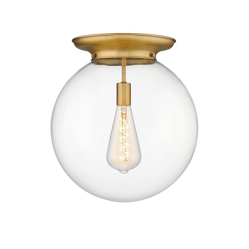 Innovations Lighting Beacon - 1 Light 16" Flush Mount - Clear/Brushed Brass