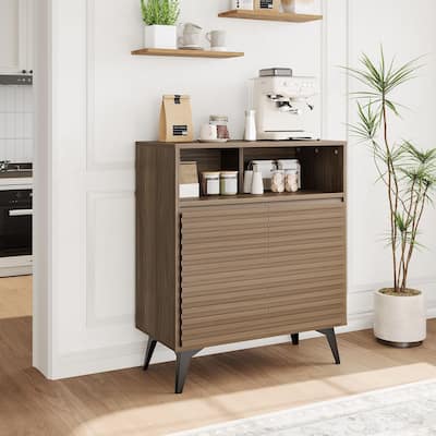 Coffee Bar Cabinet, Kitchen Storage Cabinet with Drawer and Adjustable Shelves, Buffet Sideboard