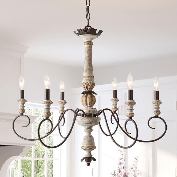 slide 2 of 8, The Gray Barn Windy Bracken French Country Retro White Chandelier - D31''*H28''