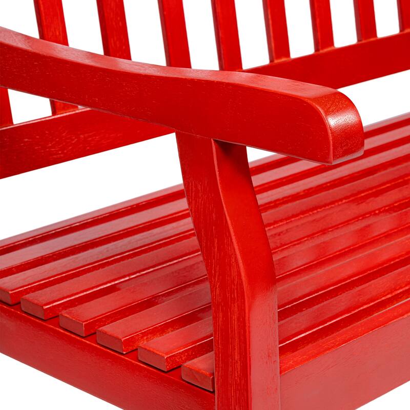 JONATHAN Y Blane 59.1" 3-Seat Slat-Back 600-Lbs Support Acacia Wood Outdoor Garden Patio Bench