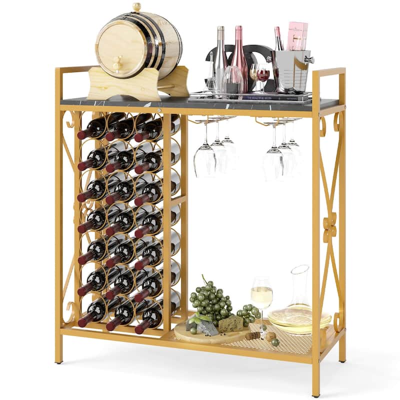 Costway 21 Bottle Wine Rack Freestanding Floor Wine Bottle Organizer - See Details
