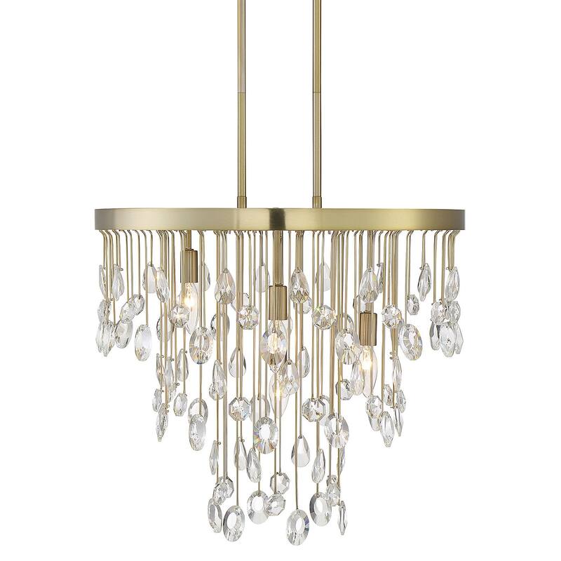 Savoy House Livorno 21" Wide Crystal Waterfall Chandelier - Noble Brass