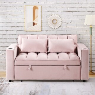 Pink Pull out Roller Loveseat Recliner Bed Folding Sleeper Loveseat