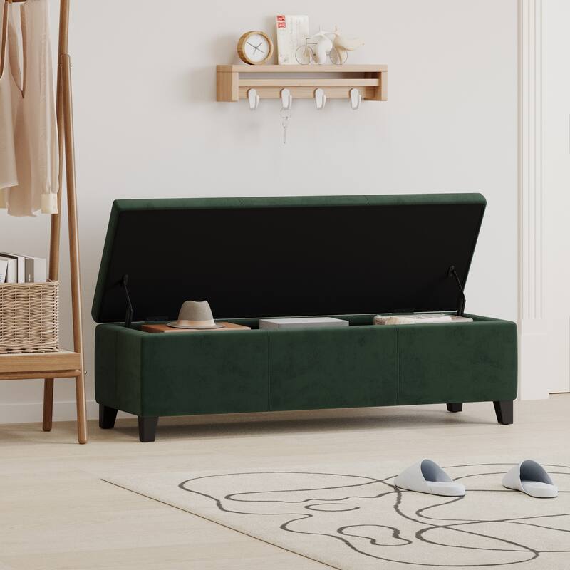 Premium Velvet Storage Ormans Bench Doubles as a Coffee Table in the Living Room