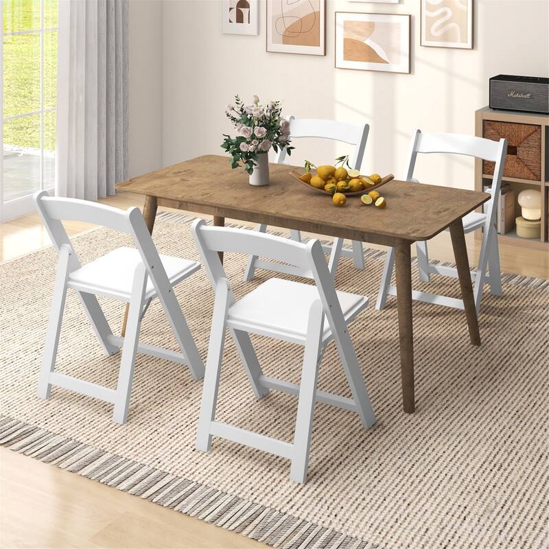 Gymax Set of 8 Dining Chairs w/ Rubber Wood Legs & Padded Seat for