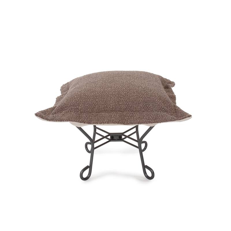 Allan Andrews Scroll Puff Ottoman with Titanium Frame & Cover, Barbet Collection