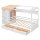 preview thumbnail 15 of 25, Wooden Twin Size Semi-enclosed House Daybed Frame with Built-in wardrobe(with Curtain), Side Compartments, Drawers and Shelves