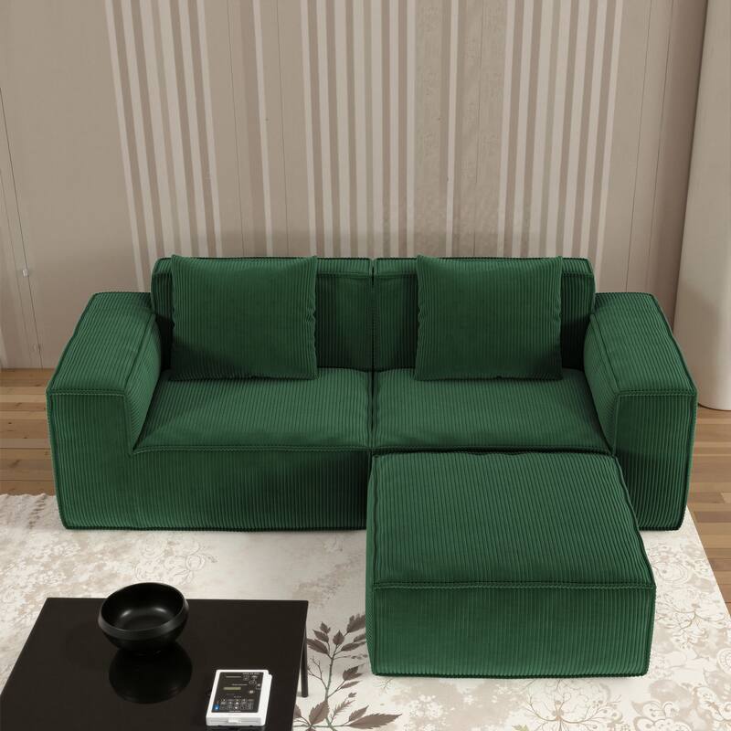 Modular Sofa Can Be Converted Into An Oversized Sofa Bed Free Conversion Sofa Set,Two Person Combination With Footrest - Green