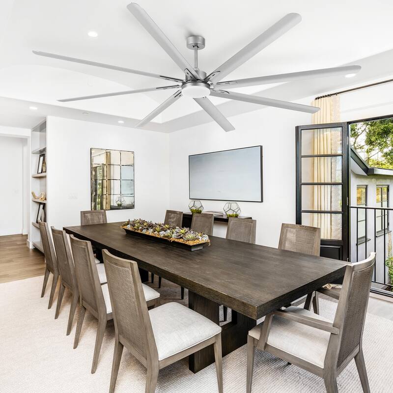 Moasis 96 Inch/80 inch Black Ceiling Fan with Light and Remote, DC Reversible Motor and 6 Speed