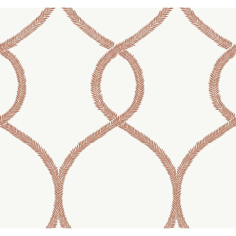 Moreno, Laurel Leaf Ogee Wallpaper, 27 in x 27 ft = 60.75 sq ft, Wallpaper Roll - Orange
