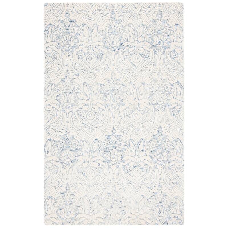 SAFAVIEH Handmade Metro Rakhee French Country Wool Rug - 6' Square - Blue/Ivory