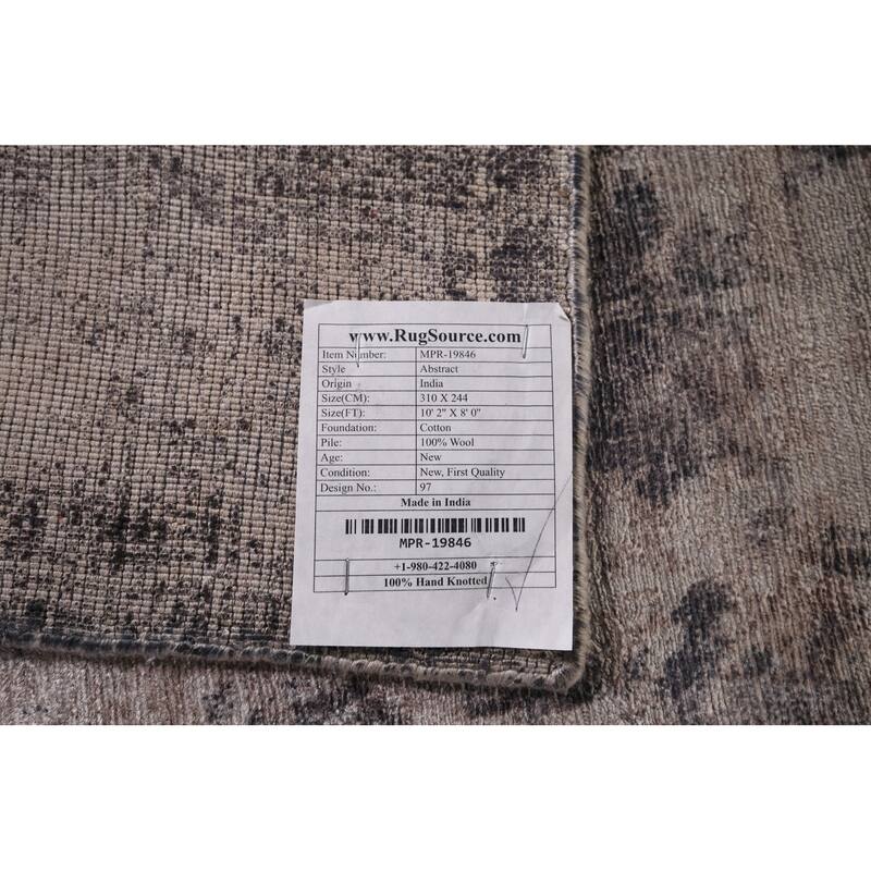 All-Over Abstract Indian Area Rug Handmade Wool Carpet - 8'0"x 10'2"