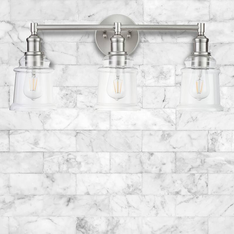 Prominence Home Eaton Ridge Industrial Farmhouse Bathroom Vanity Light, Brushed Nickel - Brushed Nickel