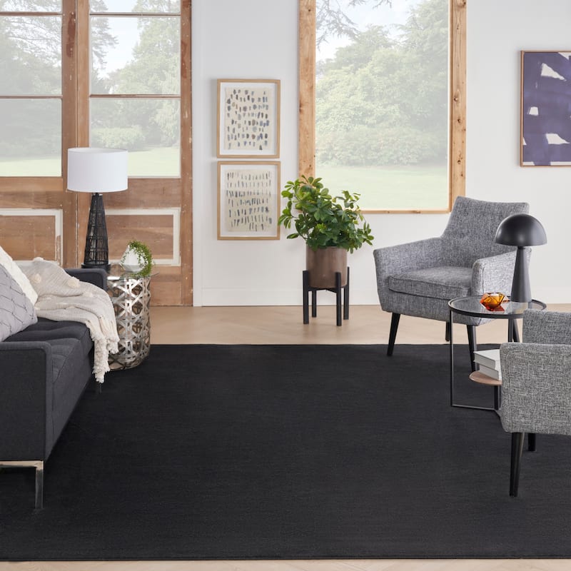 Nourison Modern Solid Indoor/Outdoor Area Rug - 8' x 10' - Black