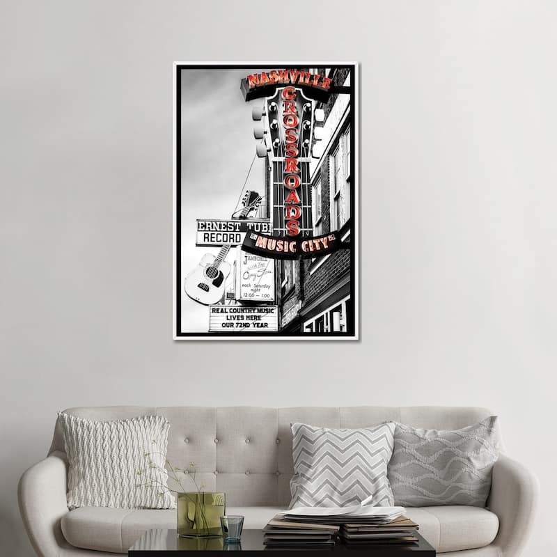 iCanvas "Nashville Music City Red" by Susanne Kremer Framed Canvas Print