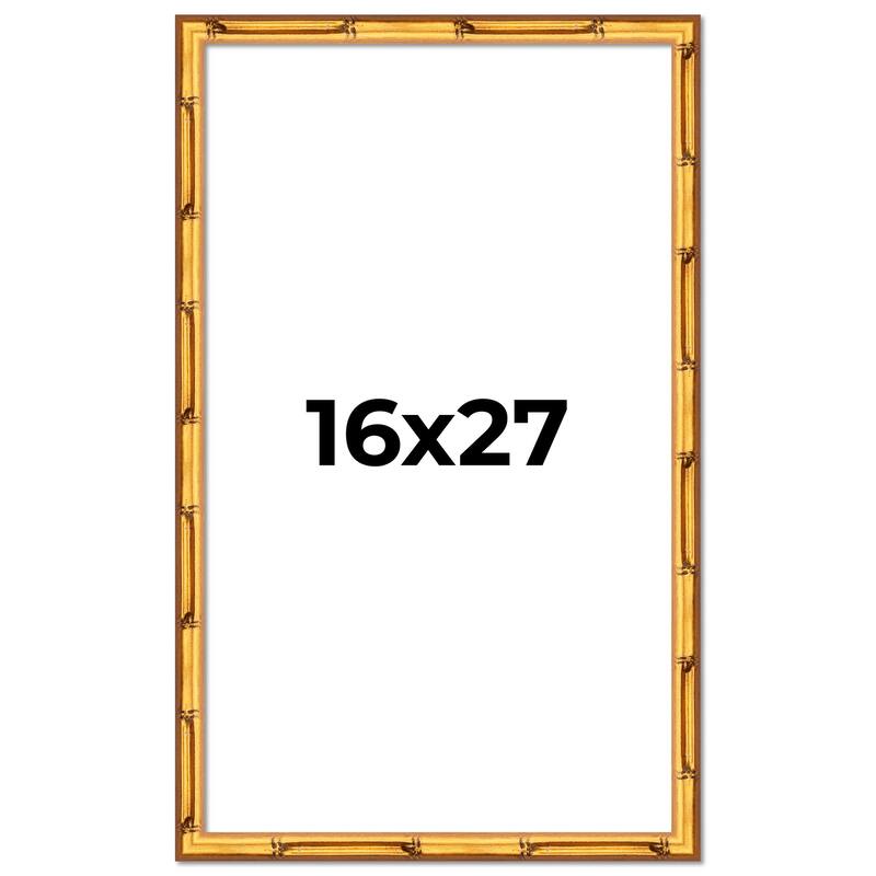 16x27 Frame Gold Bamboo Picture Frame Modern Photo Frame Includes UV Acrylic Shatter Guard Front Acid Free Foam Backing Board