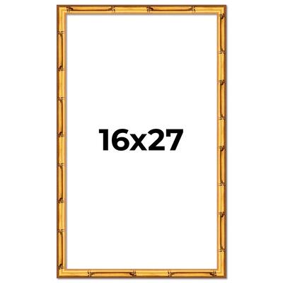 16x27 Frame Gold Bamboo Picture Frame Modern Photo Frame Includes UV Acrylic Shatter Guard Front Acid Free Foam Backing Board