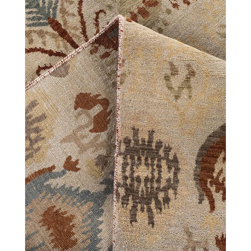 Ikat One-of-a-Kind Hand-Knotted Area Rug - Ivory, 9' 3" x 12' 4" - 9' 3" x 12' 4"
