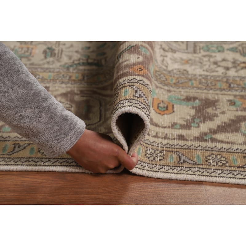 Tabriz Persian Vintage Area Rug Hand-Knotted Bedroom Wool Carpet - 9'6" x 12'8"