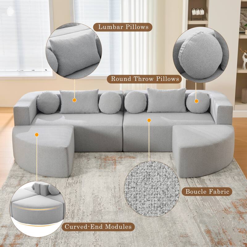 Anmytek Modular Sectional Sofa Bed 114.9" Free Combined Deep Seating Curved Design