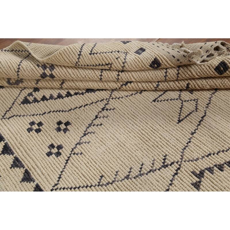 Trellis Moroccan Area Rug Hand-Knotted Oriental Wool Carpet - 7'1"x 10'10"