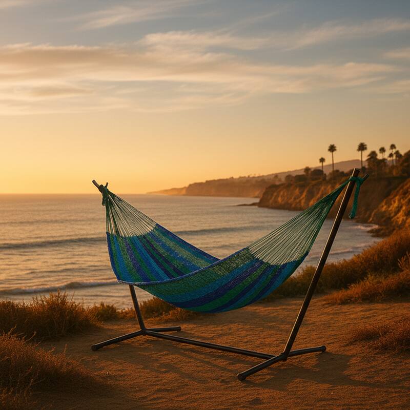 Mayan Family Hammock XXL Blue Handwoven Thick Cord - 880-lb. Capacity