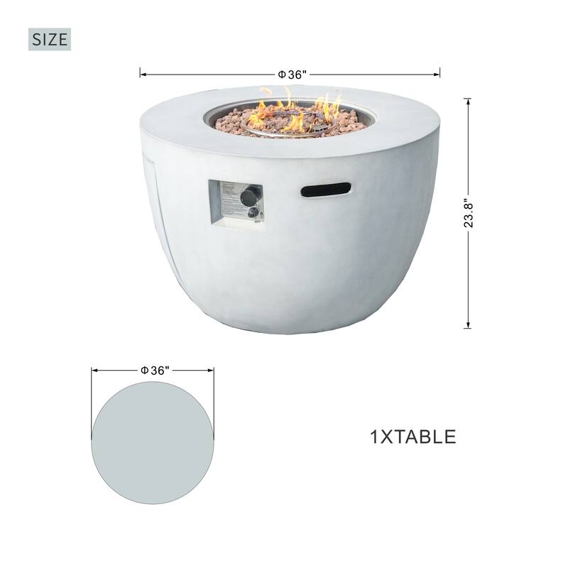 8-Seat Modular Patio PE Rattan Sofa Set with 50000BTU Terrafab Composite Fire Pit Table
